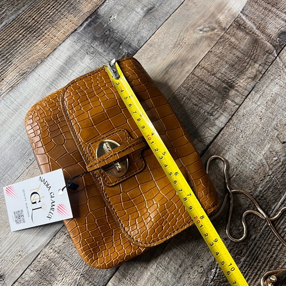 Hugo boss Brown Calfskin Croc-Embossed Crossbody Bag - Picture 13 of 16